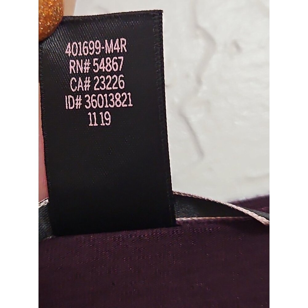 Y2k Victoria's Secret Henley Long Sleeve Shirt Purple gold Sz Med Gold Foil Logo - Picture 3 of 7